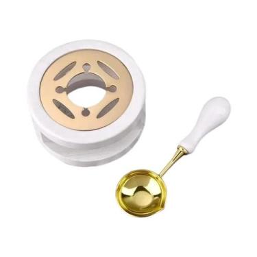 Imagem de Conjunto De Selos De Cera De Madeira Com Forno De Fusão, Colher E Aque