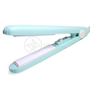 Imagem de Mini Chapinha Prancha Portátil 17Cm Bivolt Profissional Azul