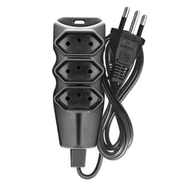 Imagem de Extensão Elétrica 3 Tomadas 3 Metros 3 Pinos Preto Megatron