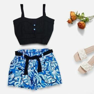 Imagem de Conjunto Plus Size Feminino Cropped Short Estampado 1831 - Bellucy Mod