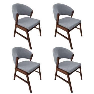 Imagem de Kit 4 Cadeiras De Jantar Madeira Maciça Débora Linho Premium Cinza Linho
