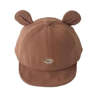Imagem de Boné De Beisebol Infantil Com Desenho De Urso Fofo, Cor Sólida, Chapéu