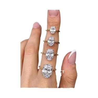 Imagem de Anel Oval De Zircônia Em Prata Esterlina 925 Para Mulheres 1-8CT Joias