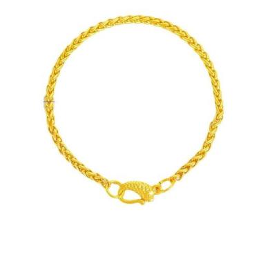 Imagem de Pulseira de trigo banhada a ouro de 3 mm para mulheres de 17 cm - Yiwe