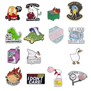 Imagem de Conjunto de broches Funny Cartoon Creative Goose Dinosaur 16 unidades 