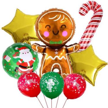 Imagem de Conjunto de balões de festa de Natal Santa Gingerbread Man 8 unidades 