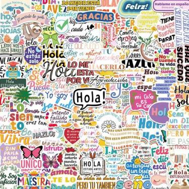 Imagem de Adesivos Spanish Quote, 50 unidades de vinil à prova d'água para lapto