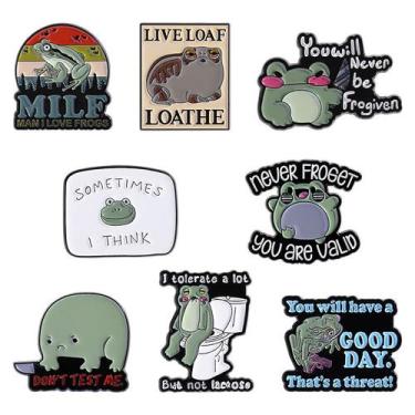 Imagem de Broche Pins Cartoon Frog com design de citação em liga verde - yiweisa