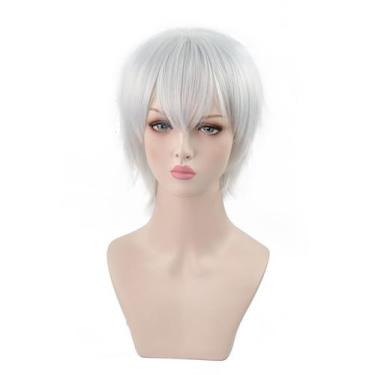 Imagem de Peruca de cosplay Tokyo Ghoul Kaneki Ken Anime 30cm para Halloween - t