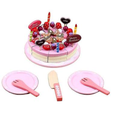 Imagem de Bolo de festa de aniversário Wooden Play Food Toys para cria - Gloome 