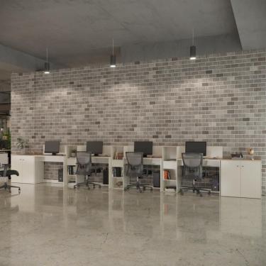 Imagem de Conjunto de Escritório Moscou 3 Armário Livreiro 2 Buffet e 4 Mesas Office 90cm - Vianossa