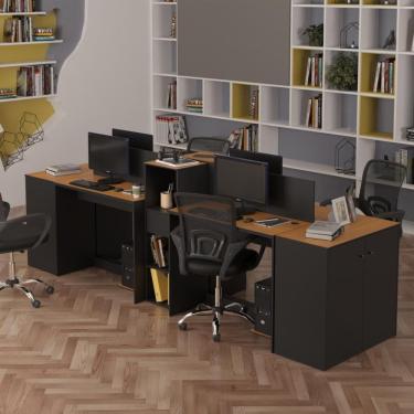 Imagem de Estação de Trabalho 4 Lugares Office Moscou 4 Mesas 2 Armários 2 Aparador  - Vianossa