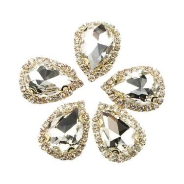 Imagem de Strass De Fundo Dourado Com 4 Furos Para Costurar, Cristal De Vidro, A