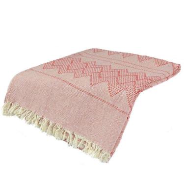 Imagem de Manta Casal Tambaba 100% Algodão Mesclado Vermelho com Bege