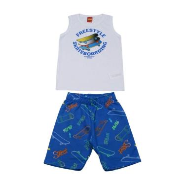 Imagem de Conjunto Infantil Regata Estampa Skateboarding e Bermuda Moletinho 1001343 - Kyly-Masculino