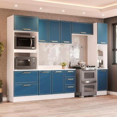 Imagem de Armário de Cozinha Modulada Completa 5 Peças 310cm Com Tampo 100% MDF 
