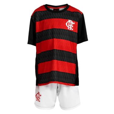 Imagem de Kit Uniforme Infantil Flamengo Shorts e Camisa Listrada-Unissex