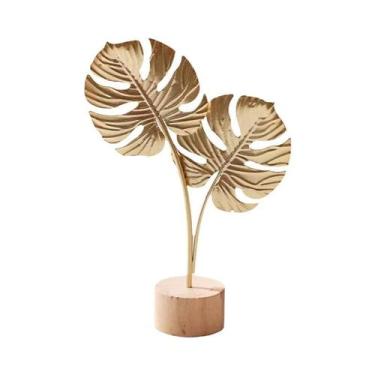 Imagem de Estátua De Metal Em Forma De Folha De Ginkgo Dourada, Ornamento Artesa