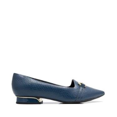 Imagem de Mocassim Piccadilly Azul Bico Fino Detalhe Dourado-Feminino