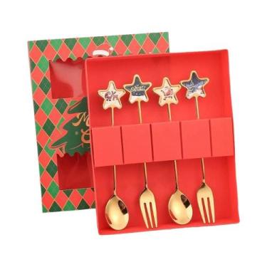Imagem de Conjunto De Talheres De Aço Inoxidável Com Tema De Natal, Faca, Garfo 