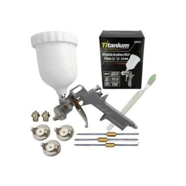Imagem de Kit Pistola De Pintura Hvlp Prof 5457 Titanium + 3 Bicos Cor Branca 05