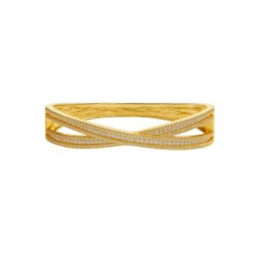 Imagem de Bracelete em X com Zircônias - Banhado em Ouro 18k - Tri Gata Semijoia