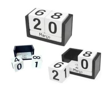 Imagem de Calendário Mesa Madeira Dia Mês Importado Cubo Escritório - C3B