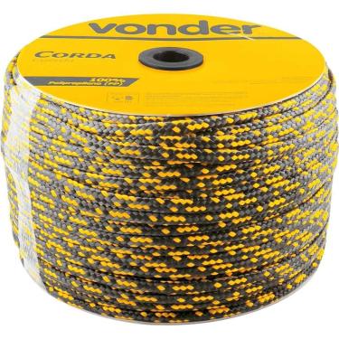 Imagem de Corda Trançada de Polipropileno 12mm X 140m para Amarração e Uso Agrícola Amarela e Preta Vonder