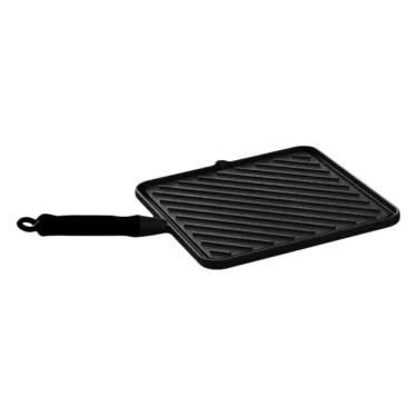 Imagem de Bifeteira Chapa Quadrada Estriada 93865LB Ferro Fundido com Cabo de Silicone para Fogão Preto Libaneza