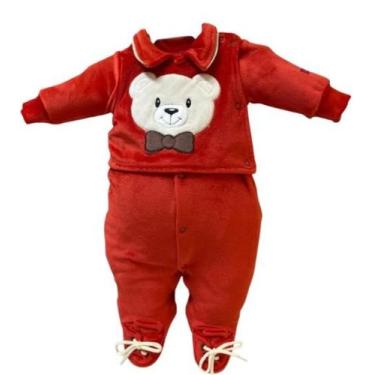 Imagem de Macacão Luxo Pelo Bebê Menino Bordado Inverno Lessa B8942 - Lessa Kids
