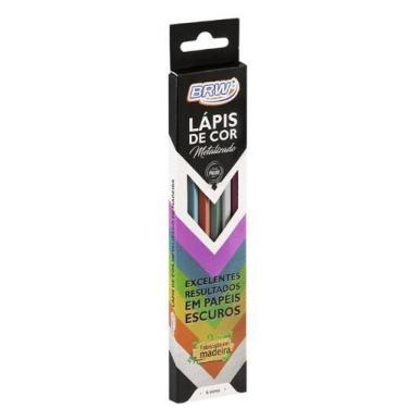 Imagem de Lápis De Cor 6 Cores Metálicas BRW LP0026 Lapis De Cor 6 Cores Metalic