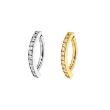 Imagem de Piercing Umbigo Argola Cravejada Aço Cirúrgico 316L Ouro PVD Cor:Doura
