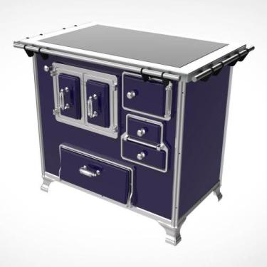 Imagem de Fogão A Lenha Venâncio Tradicional Nº2 Vitrocerâmico Azul Com Gabinete