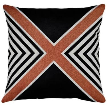 Imagem de Almofada De Linho Tribal Geometria Terracota Com Preto 43x43 - M3 Deco