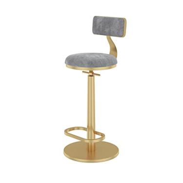 Imagem de Banco de Bar, Banco de Bar de Cozinha para Café da Manhã, Cadeira de Bar Ajustável Em Altura, Banco de Bar Estofado Giratório com Banquinho de Pés, Sala de Estar, Varanda, Bar de Café da Manhã