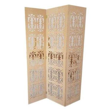 Imagem de Biombo 3 Folhas 129X180cm Mdf Modelo 2 Cru Vazado