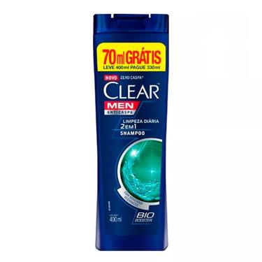 Imagem de Shampoo Anticaspa Clear Men Limpeza Diária 2 em 1 400ml + 70ml