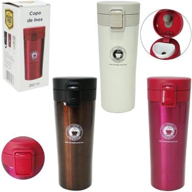 Imagem de Copo Térmico Inox Parede Dupla + Tampa Plástico Colors 360Ml