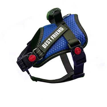 Imagem de Foern Colete de serviço para cães, sem puxar, fácil de colocar e tirar, chicote para animais de estimação, faixa refletora 3M, treinamento de trabalho para cães médios grandes, azul escuro, XGG