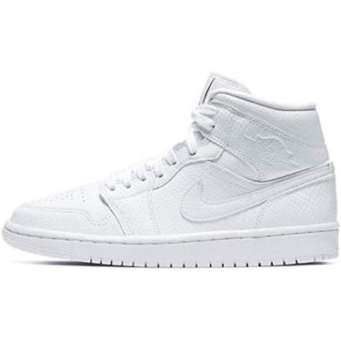 Imagem de Jordan Feminino WMNS Air Jordan 1 Médio BQ6472 110 Pele de Cobra Branca - Tamanho 11,5W, Branco/Branco-Branco, 11.5