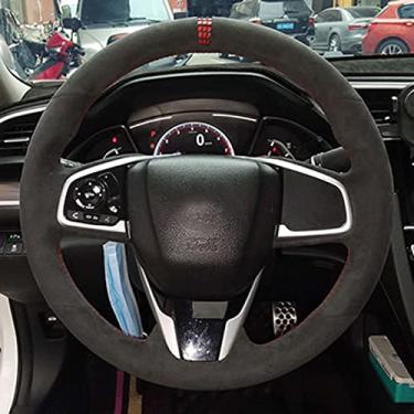 Imagem de JEZOE Capa de volante de carro personalizada costurada à mão de couro, para Honda Civic 10 2016-2021 CR-V CRV 2017-2021 Clarity 2018-2021