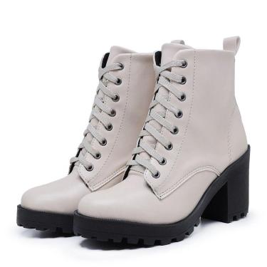 Imagem de Bota Coturno Feminino Salto Medio Tratorada Macia Confortavel Off