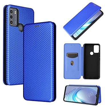 Imagem de YUNCHAO Caixa de telefone Para Motorola Moto G50 Textura de fibra de carbono Horizontal Flip TPU + PC + PU Couro Caso com Card Slot capa para celular