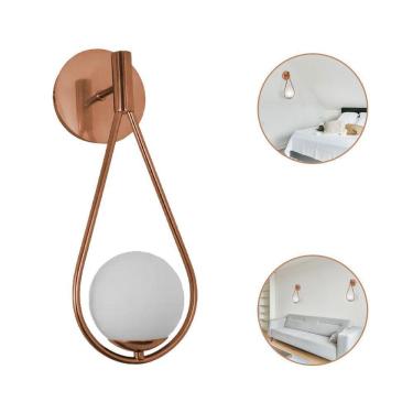 Imagem de Luminária Arandela Gota Cobre-Polido Com Globo Vidro Leitoso