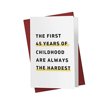 Imagem de Cartão engraçado de aniversário de 45 anos – cartão de aniversário hilário de 45 anos – cartão de aniversário de feliz 45 anos – cartão de aniversário hilário de 45 anos para amantes ou amigos – envelope vermelho (um cartão)