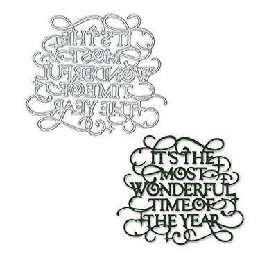 Imagem de Palavras de Natal matrizes de corte de metal para suprimentos de fabricação de cartões, palavras de renda de Natal corte de molde ferramenta de molde de estêncil para DIY scrapbooking cartão de papel e álbum de fotos decoração de artesanato