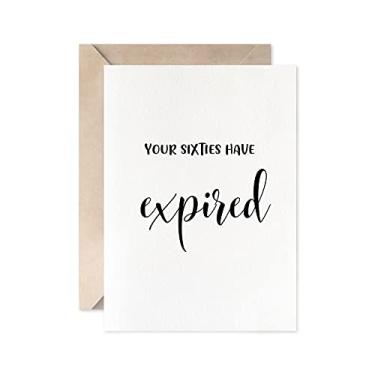 Imagem de Cartão Your Sixties Have Expired, cartão de aniversário de 70 anos engraçado para homens e mulheres, cartão de 70 anos para irmã, irmão, mãe, pai