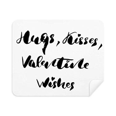 Imagem de Limpador de tela Hugs Kisses Valentine Wishes Quote pano de limpeza 2 peças tecido de camurça