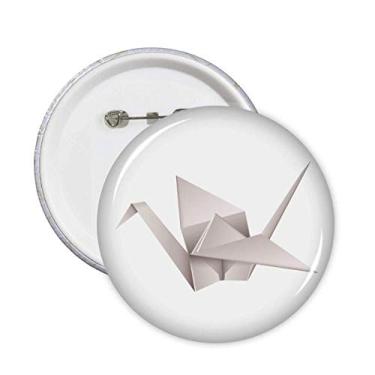 Imagem de Emblema geométrico origami abstrato padrão de guindaste alfinetes de botão para decoração 5 peças