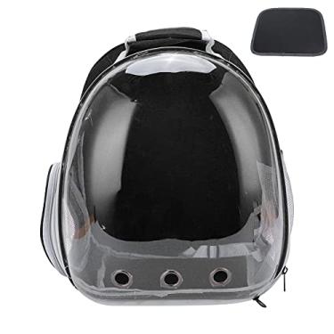Imagem de Mochila para gatos, mochila para cães, mochila com cápsula transparente para ventilação aprovada pela companhia aérea para viagens, caminhadas e uso ao ar livre(black)